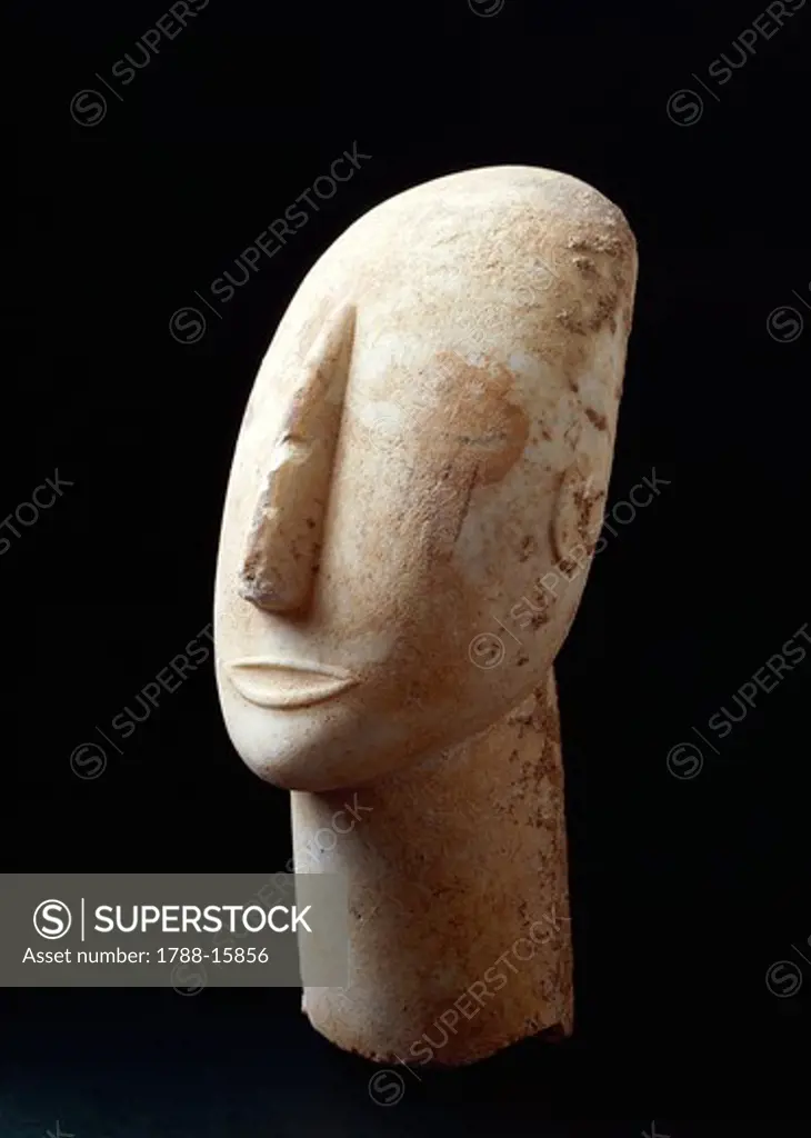 Cycladic civilization, marble head from Amorgos, Greece