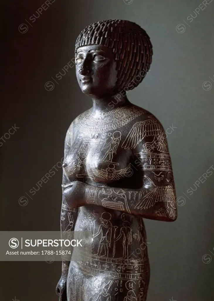 Bronze statue of Takushit, from Bubastis, Egypt, detail