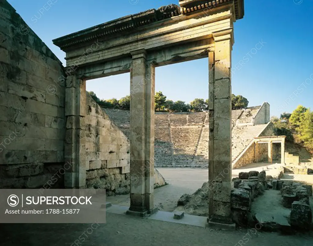 Greece, Peloponnesus, Epidaurus Hellenistic Theatre designed by architect Polyclitus