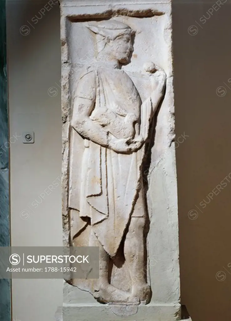 Stele with relief depicting Hermes, from Larisa, Greece