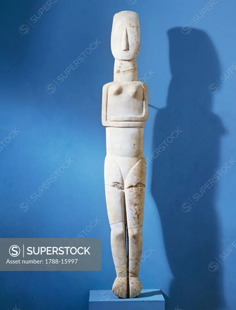 Cycladic civilization, marble idol, height 148 cm, from Amorgos, Greece