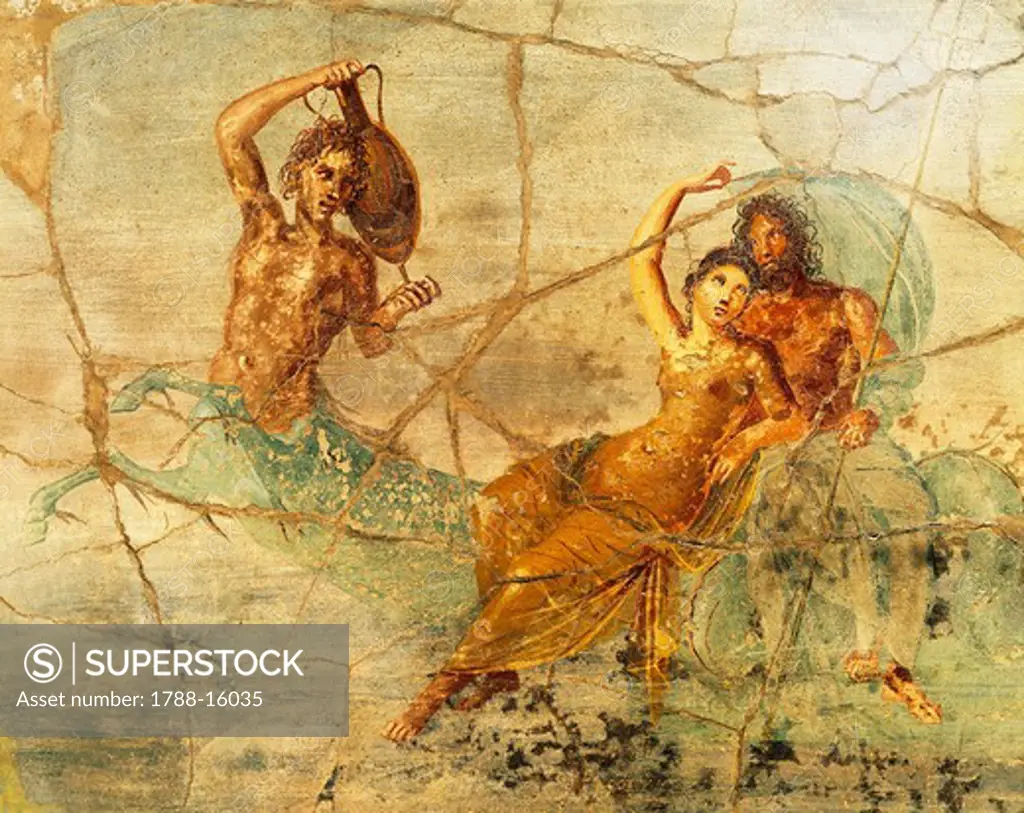 Fresco depicting Poseidon and Amphitrite, from Pompei, Italy