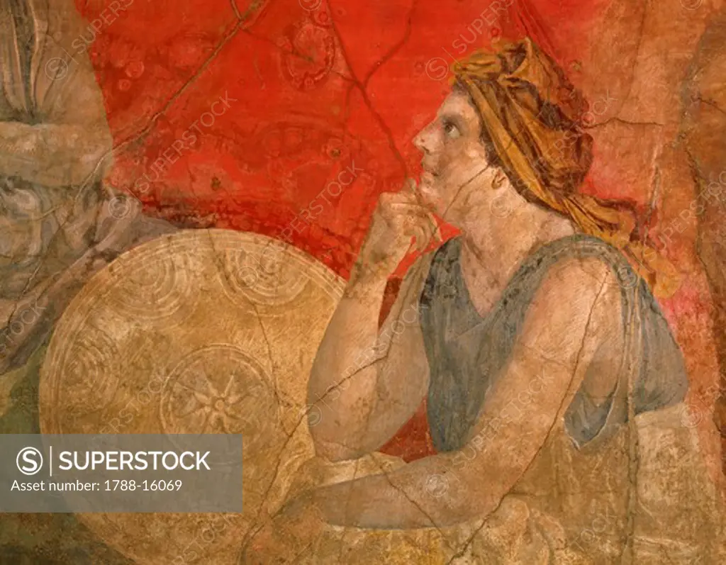 Fresco depicting female figure, from Boscoreale, Campania Region, Italy