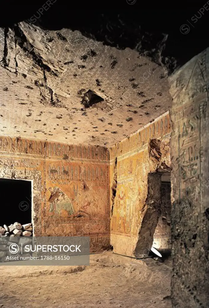 Egypt Ancient Thebes, Luxor, Valley of Queens, interior of tomb of Queen Thiti