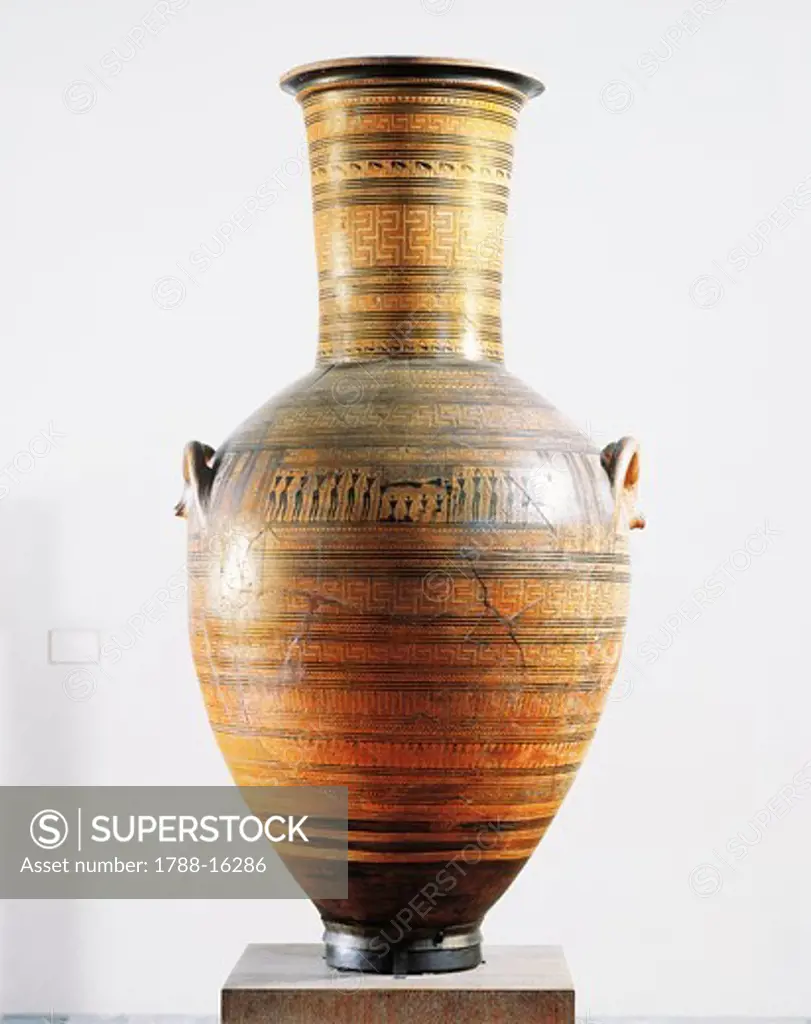 Greek civilization, Geometric style pottery, Amphora 804 by Dipylon Master,From Dipylon necropolis at Athens, Greece