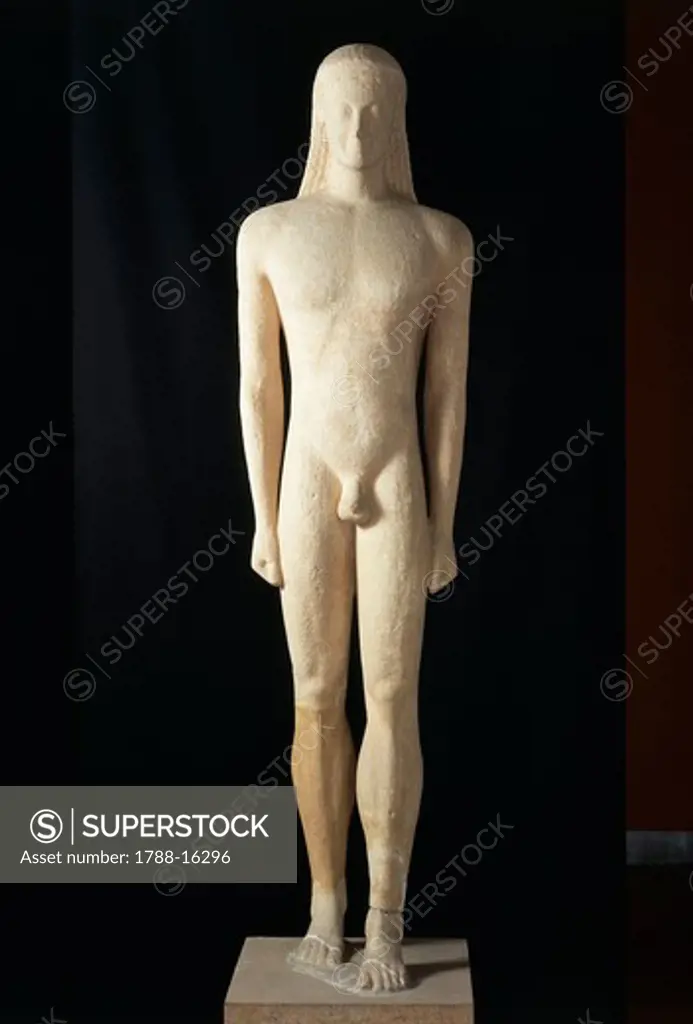 Greek civilization, Marble statue of Kouros, From Milos, Greece