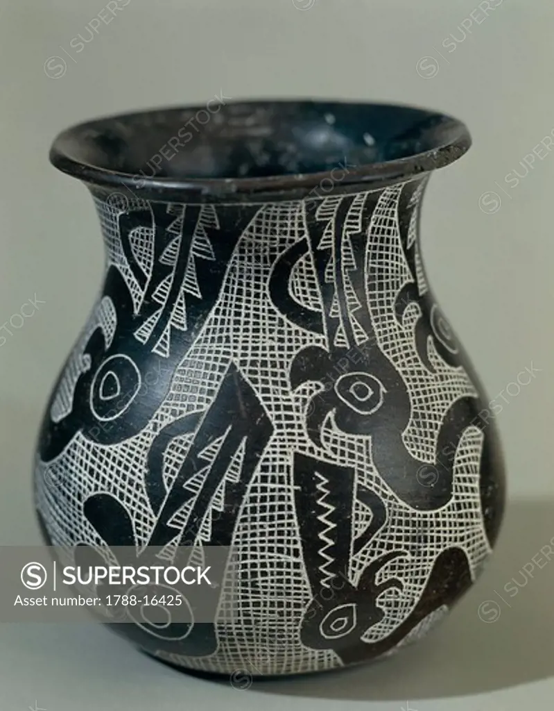 Vase engraved with figures of animals, from Aguada, Argentina, 650-850 A.D.