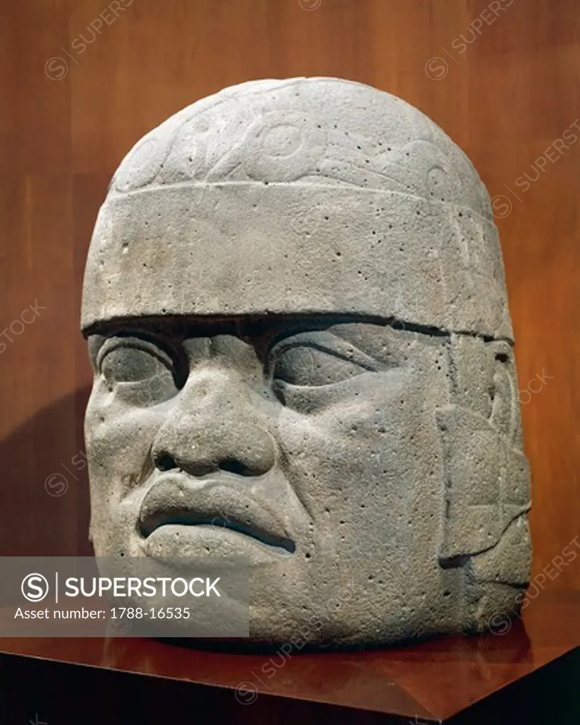Basalt colossal head, from San Lorenzo, Mexico