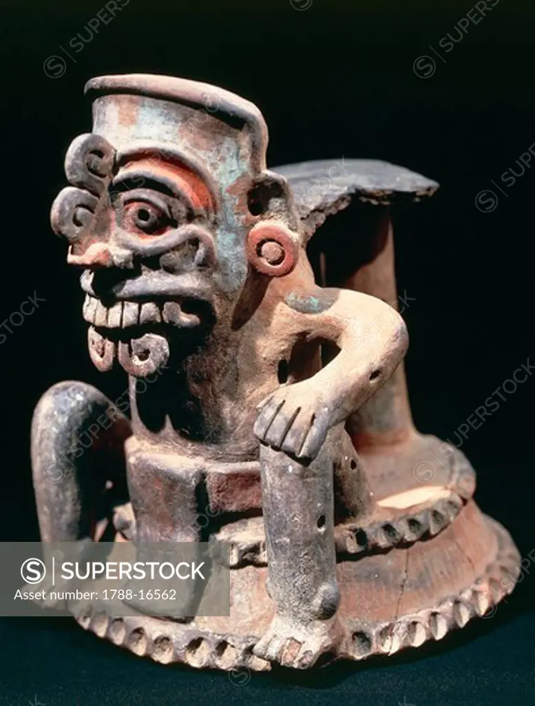 Polychrome ceramic statuette, from Guatemala highlands