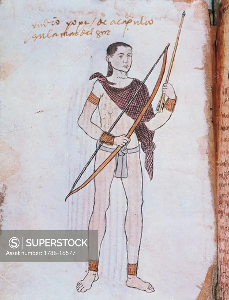 Mexico, American Indian from Acapulco, from facsimile of Codex Tudela, manuscript, 1553