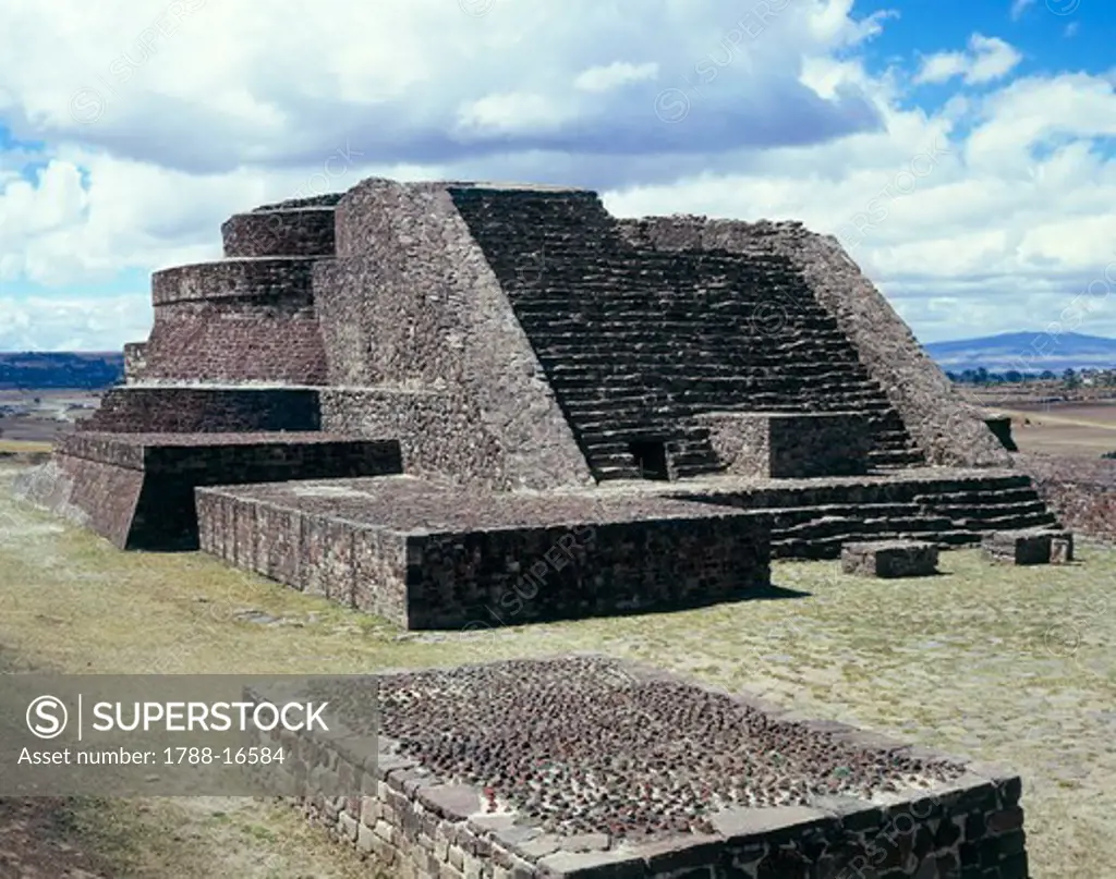 Mexico, Aztec archaeological site of Calixtlahuaca, Temple of Quetzalcoatl