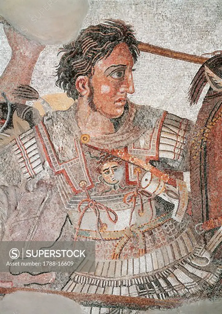 Mosaic depicting Alexander the Great at Battle of Issus, from Pompei