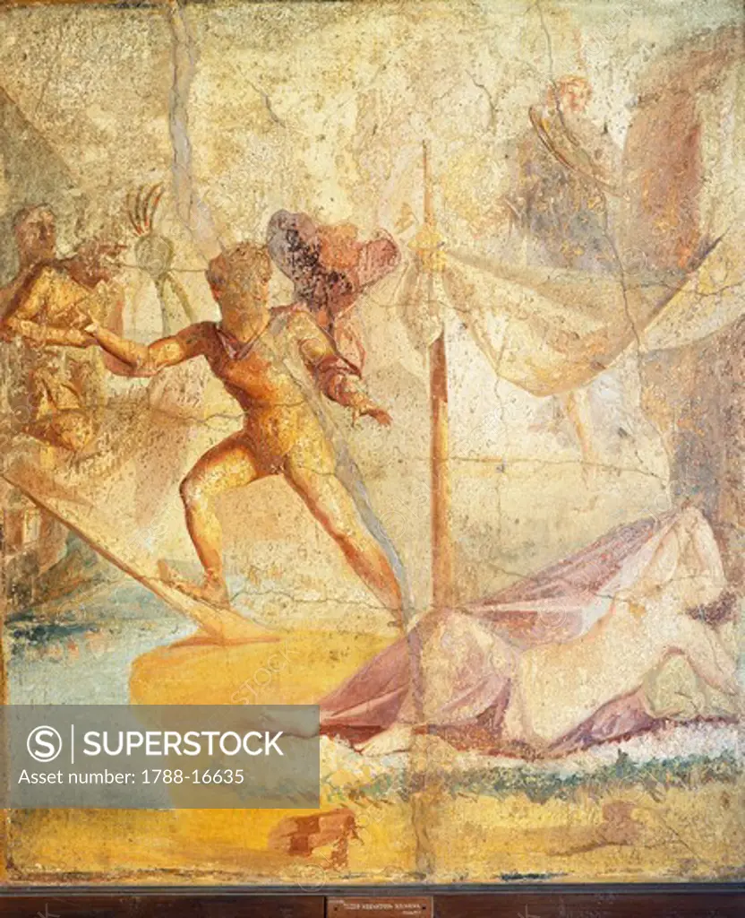 Theseus leaving Ariadne, fresco from Pompei