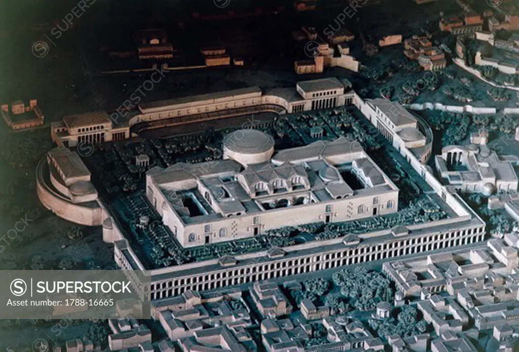 Plastic model of Baths of Trajan, Imperial Rome during Constantine Age, by architect Italo Gismondi