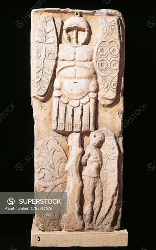 Relief depicting war trophy and prisoner