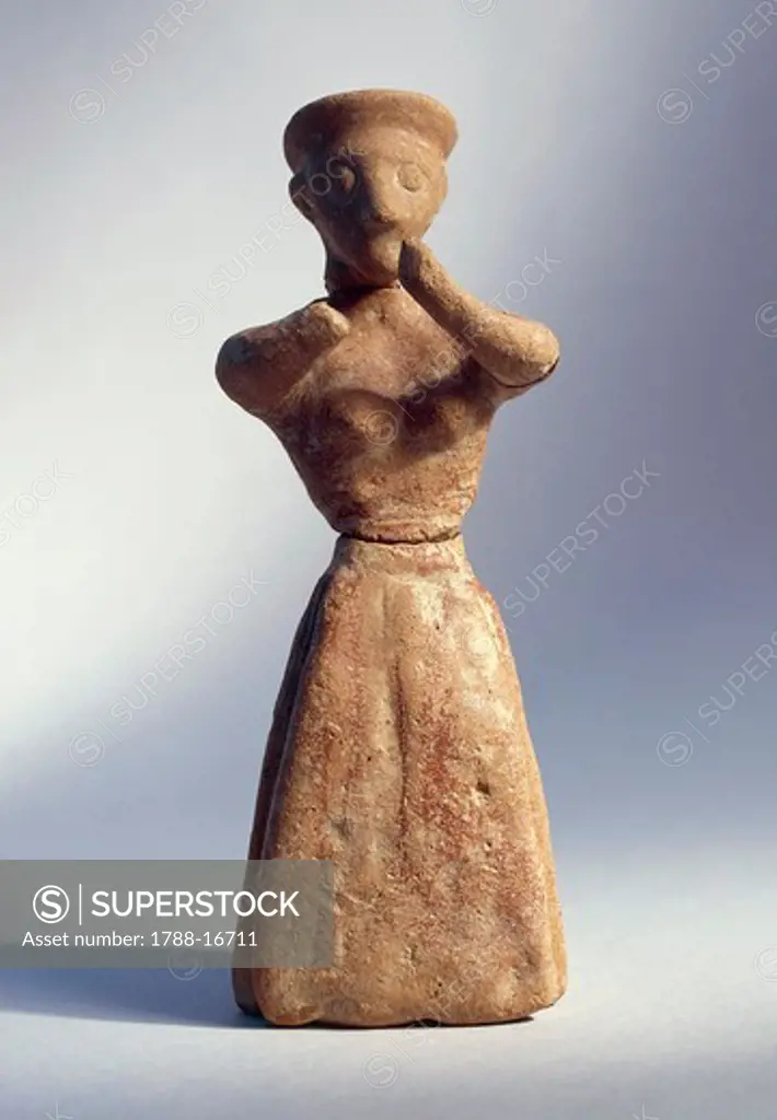 Terracotta female idol, from Khamaizi, Crete, Greece