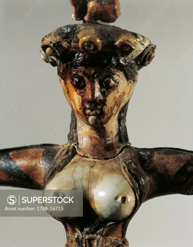 Statuette of goddess of snakes, from Sanctuary of Knossos, Greece