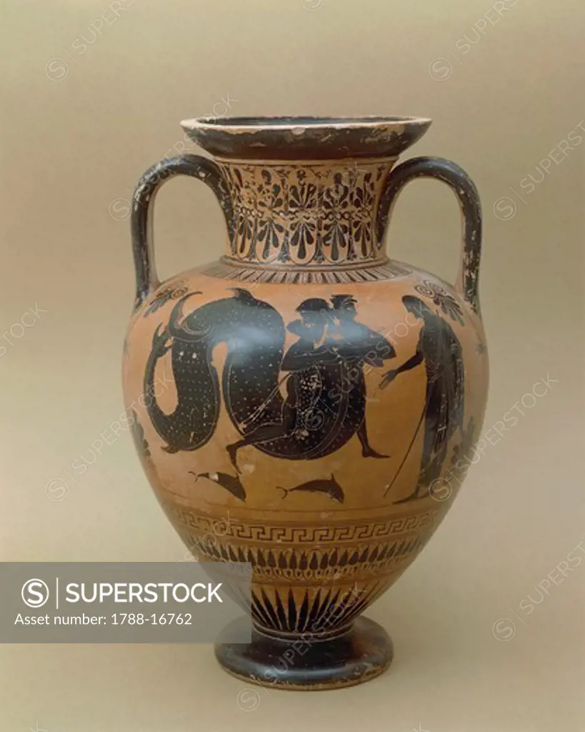 Amphora with Heracles and Triton, from Selinunte, Sicily Region, Italy, 6th Century B.C.