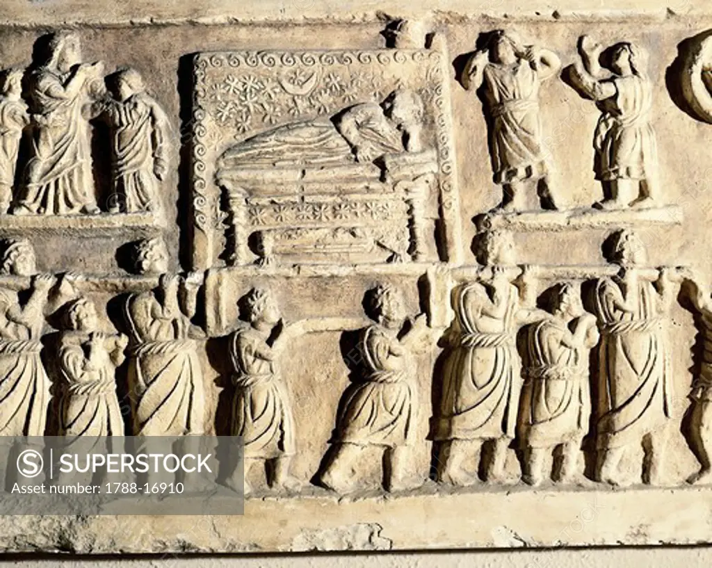 Relief depicting funeral ceremony, detail
