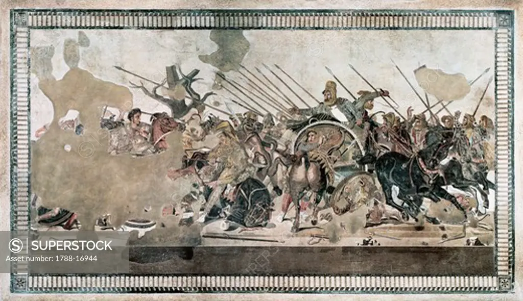 Italy, Pompei, mosaic depicting the Battle of Issus