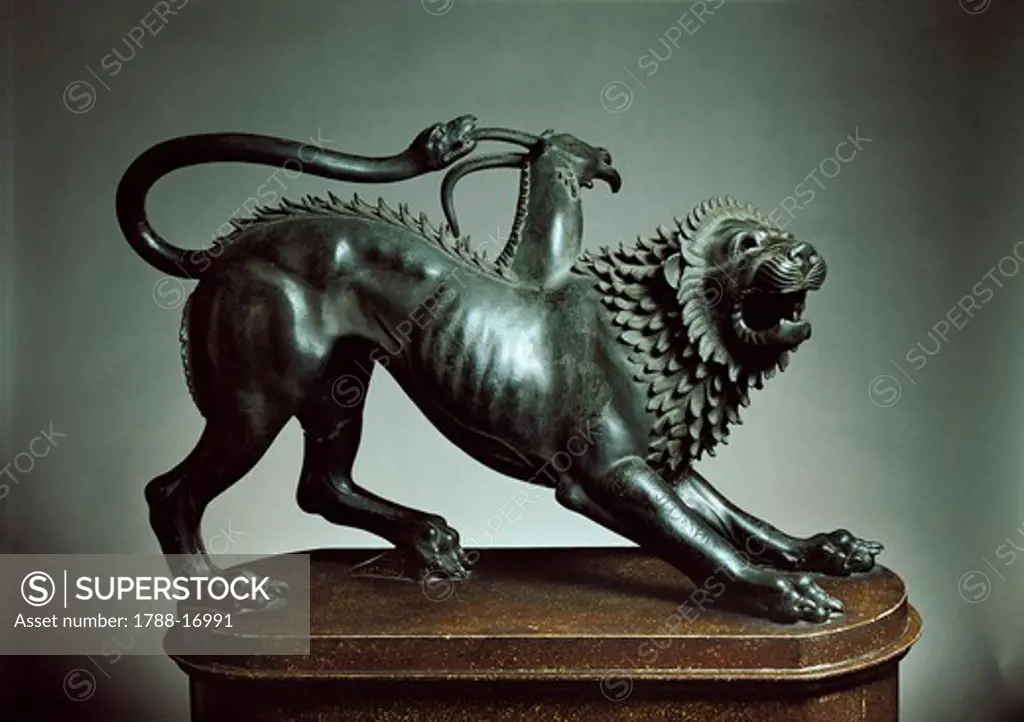 Etruscan bronze sculpture known as Chimera of Arezzo, 5th-4th Century B.C.