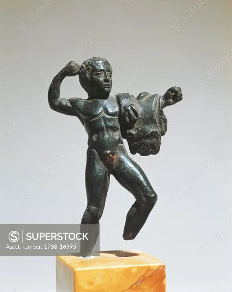 Etruscan bronze figure of fighting Hercules, 425-450 B.C.