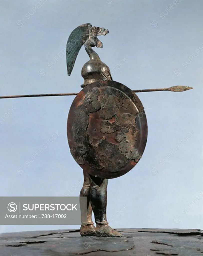 Etruscan bronze figure of warrior, 7th Century B.C.