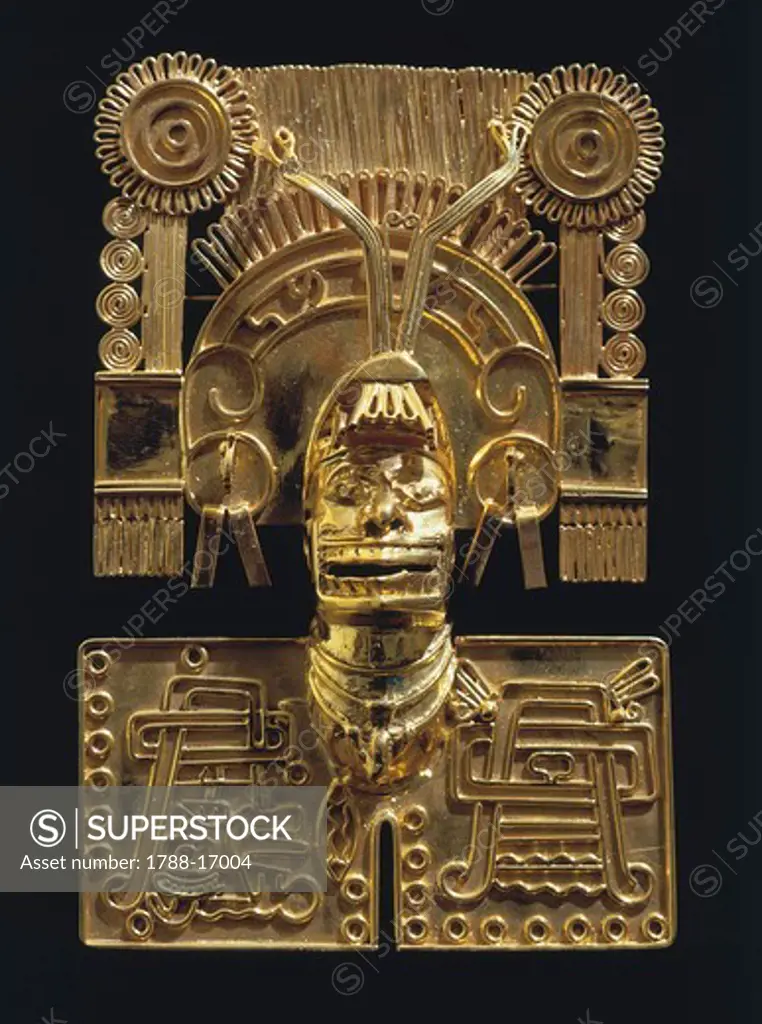 Pre-Columbian gold pectoral, from Tomb 7at Monte Alban, Mexico