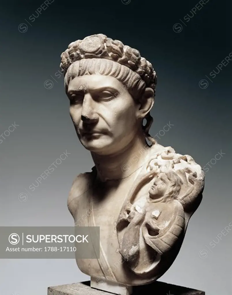 Cast sculpture of head of Emperor Trajan