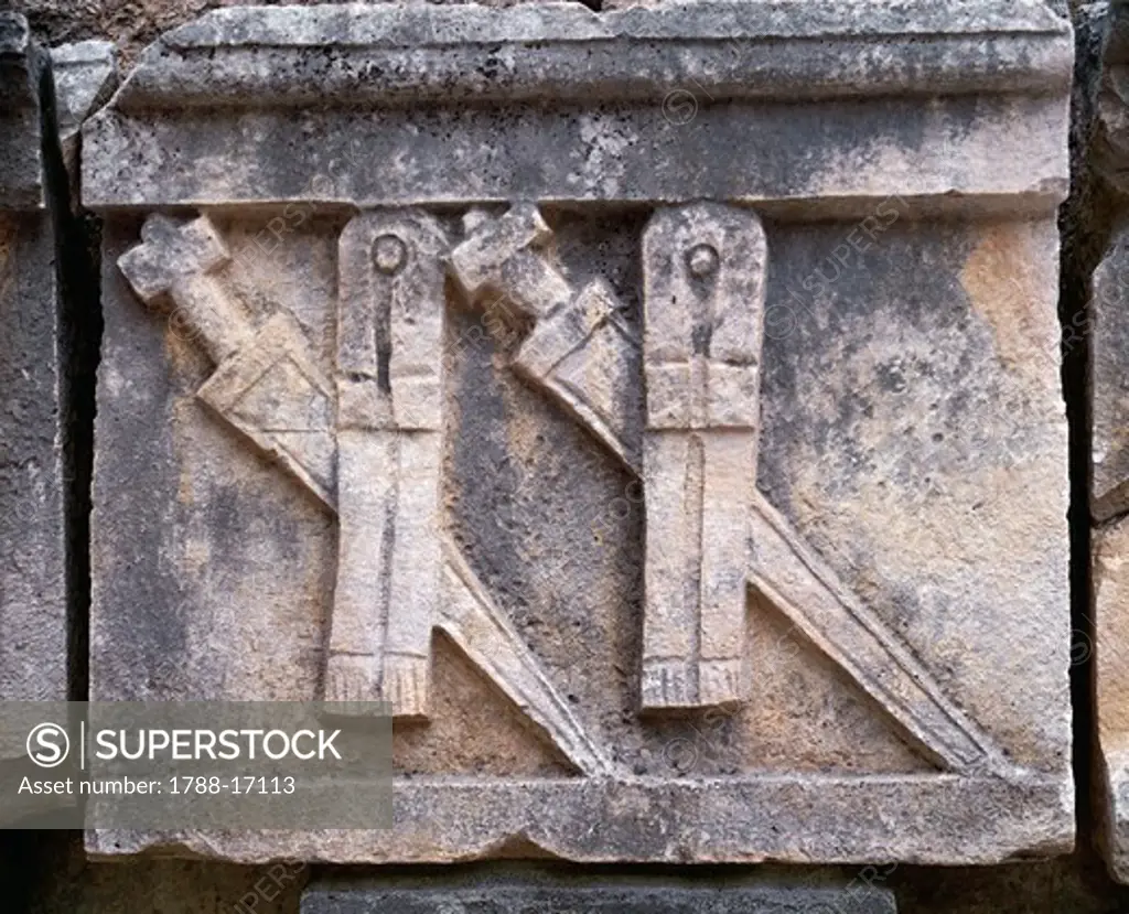 Relief with swords and scabbards, from Turkey