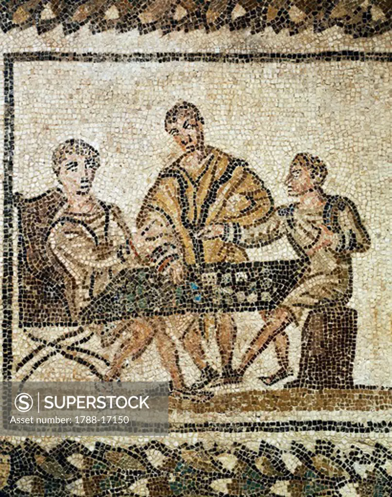 Mosaic depicting dice players, from Thysdrus (El Djem)