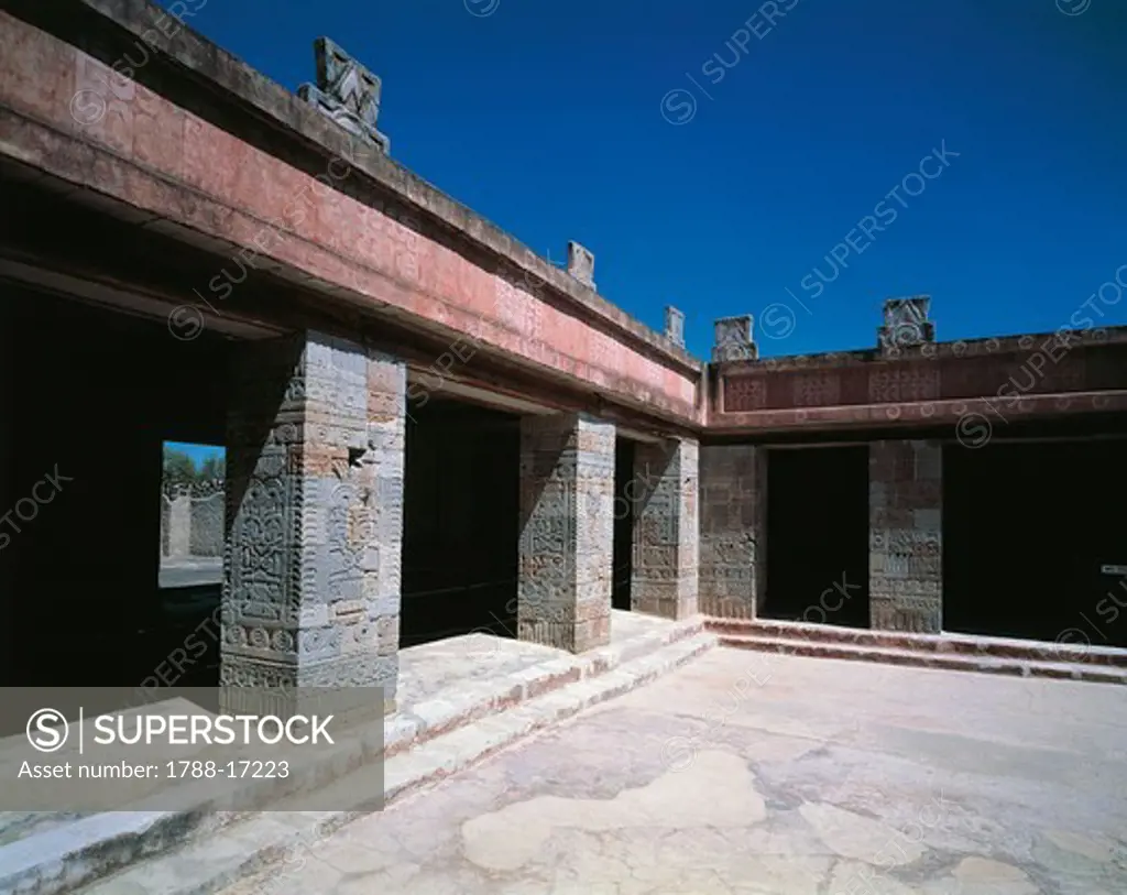 Mexico, surroundings of Mexico City, Teotihuacan (City of the Gods), patio of the Palace of Quetzal-Mariposa