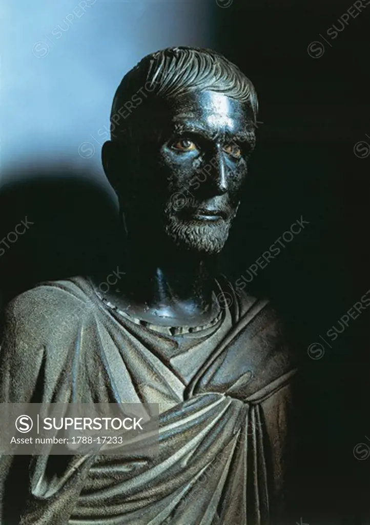 Bronze head portraying Lucius Junius Brutus, known as Capitoline Brutus, Etruscan civilization
