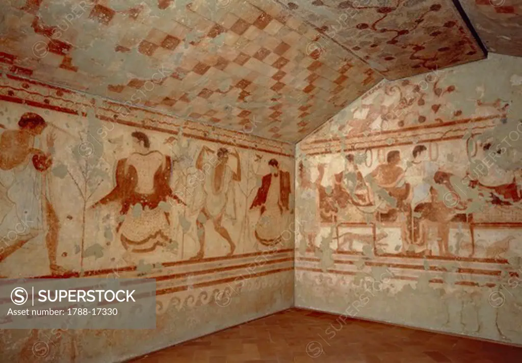 Frescoes of the Tomb of the Triclinium from the Etruscan necropolis at Tarquinia, Etruscan civilization