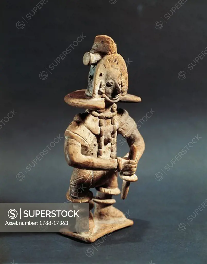 Statue of pelota player or warrior, from Mexico