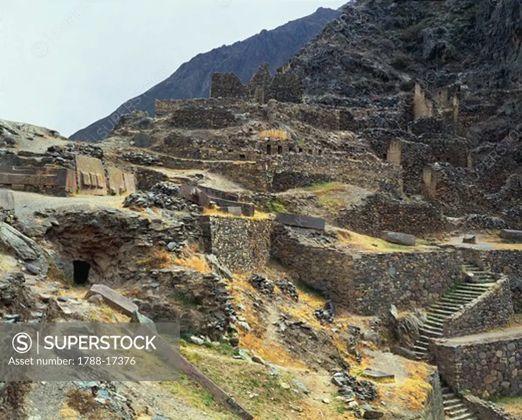 Peru - Cusco - Urubamba - Ollantaytambo, Inca archaeological site. Fortress of the Sacred Valley, 15th century.