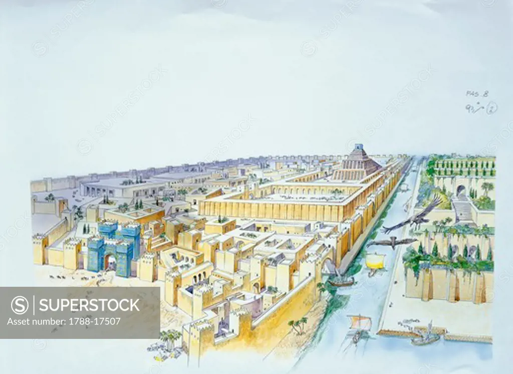 Iraq, Babylon, reconstruction, illustration