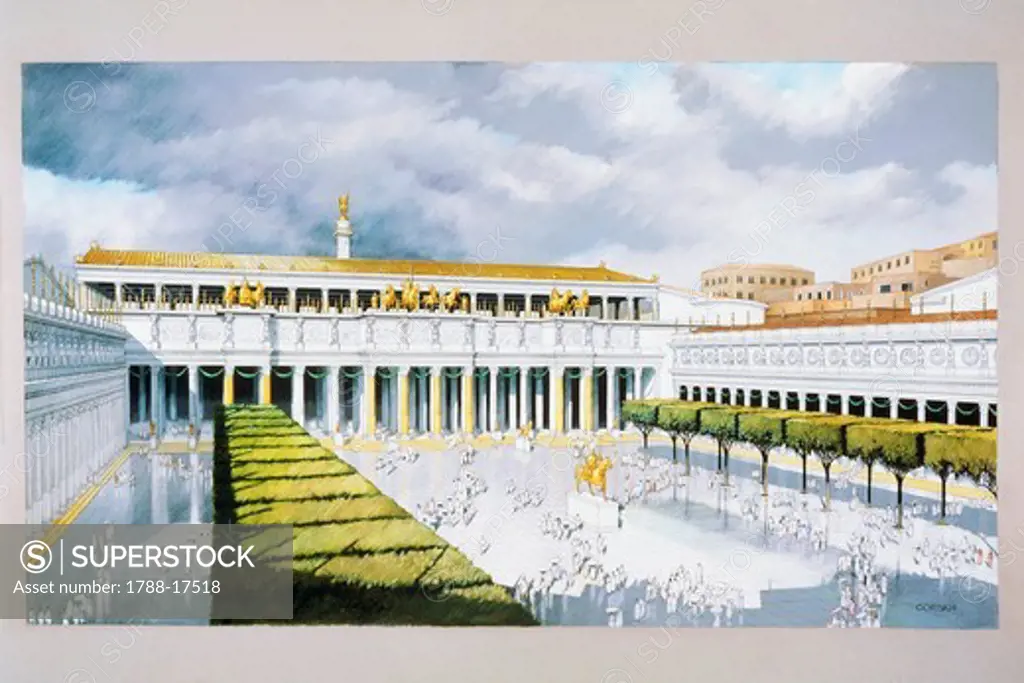 Italy, Rome, Reconstruction of the Forum of Trajan plaza