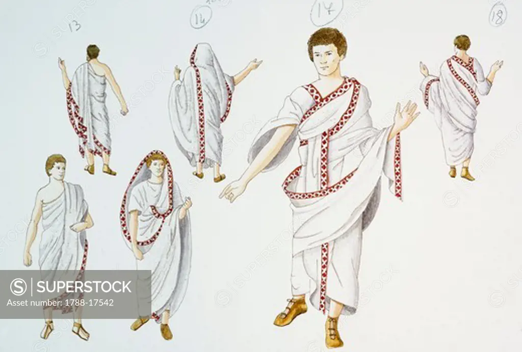 Development of toga fashion, drawing