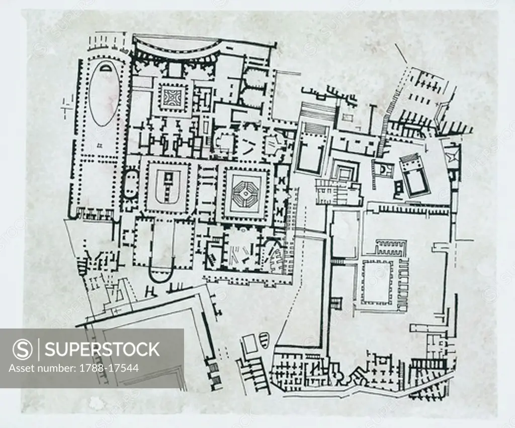 Map of the Palatine hill, drawing