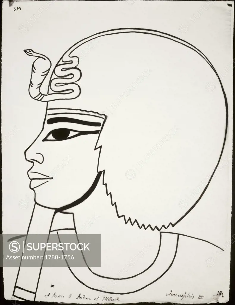 Ippolito Rosellini, 1800-1843. Monuments of Egypt and Nubia. Portrayed Amenhotep III (Amenophis III)