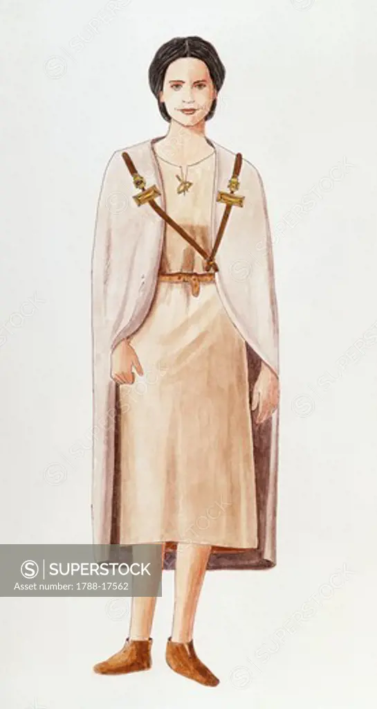 Germanic female attire, 3rd century, drawing