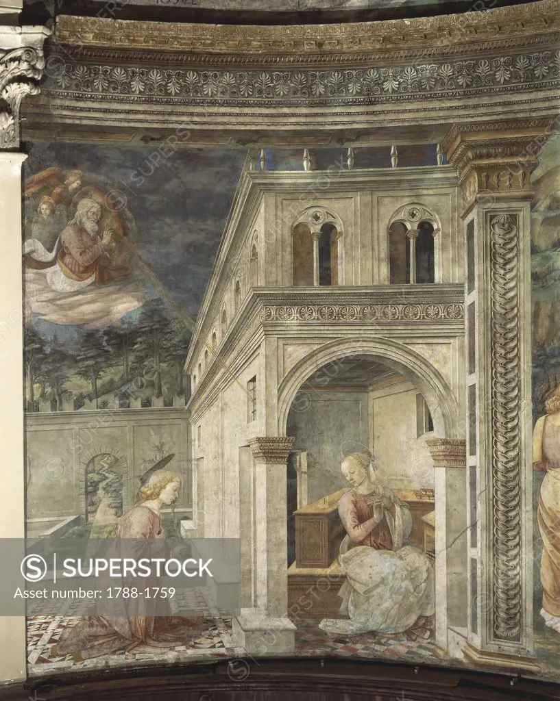 Italy - Umbria - Spoleto. Cathedral. Fra Filippo Lippi, c. 1406-1469. Annunciation. Fresco