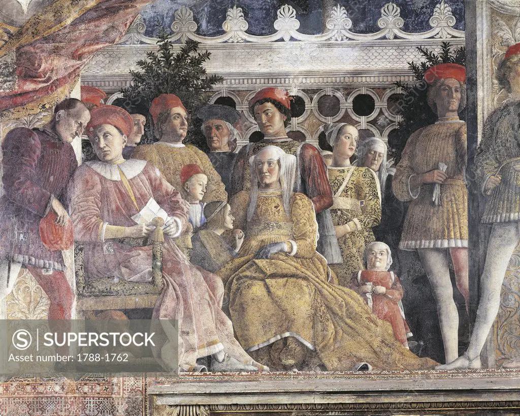 Italy - Lombardy Region - Mantova - Ducal Palace - The Room of the Bride and Bridegroom by Andrea Mantegna - Fresco detail