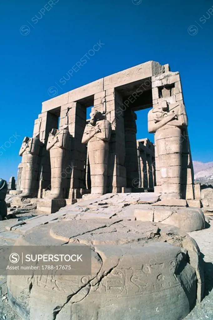 Egypt, Luxor, Valley of the Kings, Funerary temple of Ramses II, Ramesseum, Osiris pillars