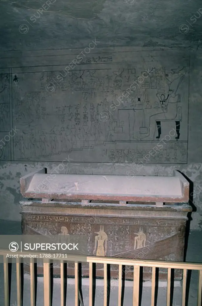 Egypt, Thebes, Luxor, Valley of the Kings, Tomb of Horemheb, Sarcophagus Hall, New Kingdom, Dynasty XVIII