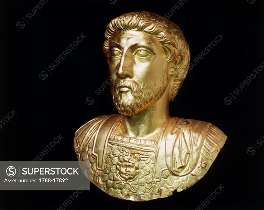 Gold bust of Emperor Marcus Aurelius