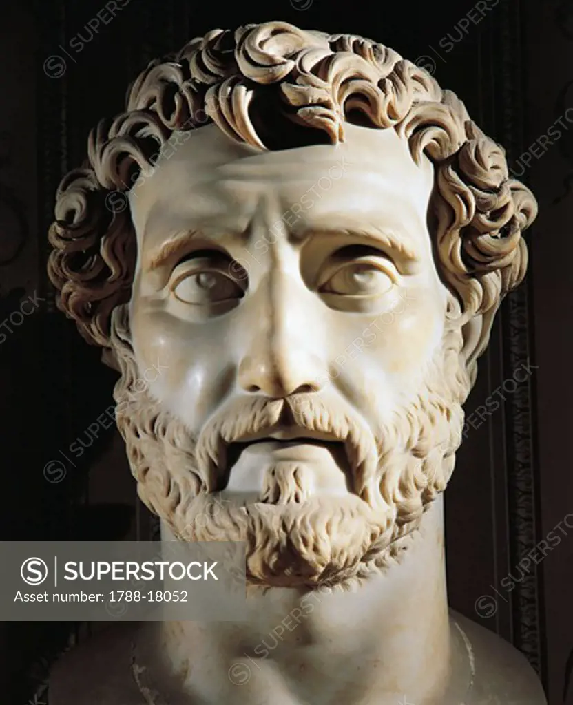 Marble head of Antoninus Pius (86-161)