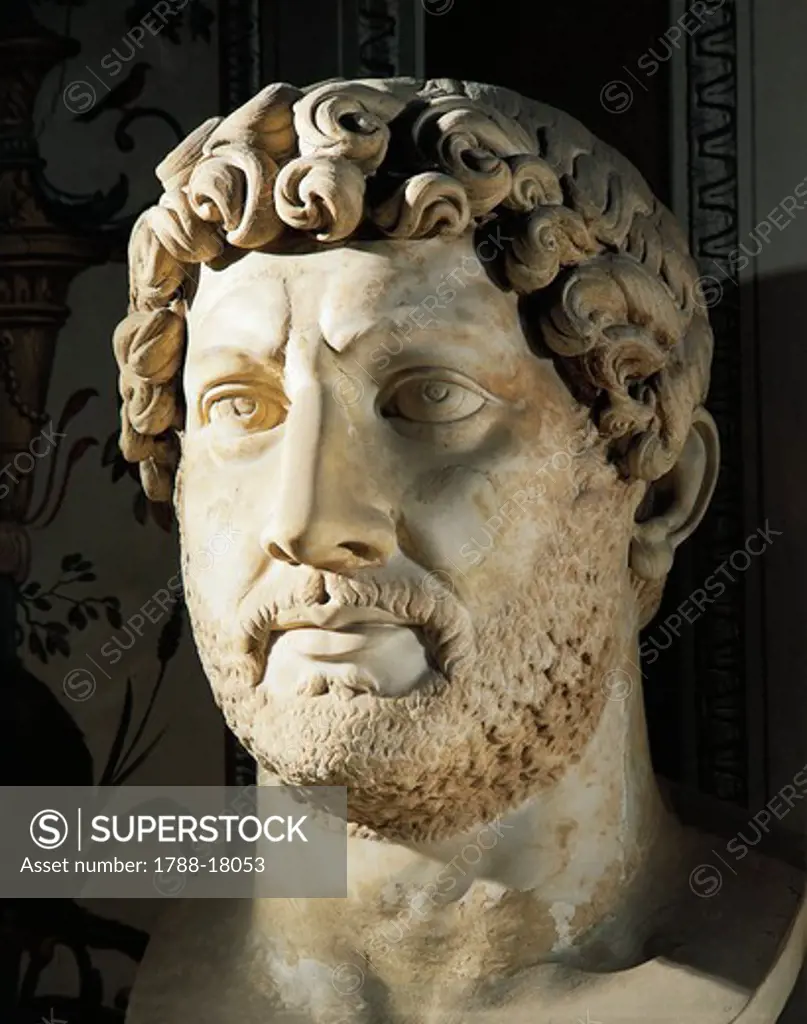 Marble head of Hadrian (76-138)