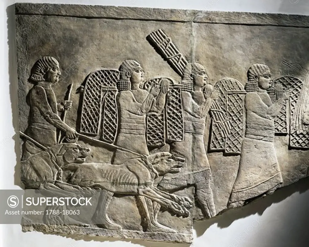 Scene of Ashurbanipal hunting, Relief from Royal Palaces of Nineveh, circa 645 B.C.